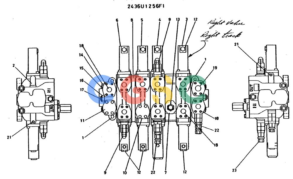 神钢零件查询(MD400LC) - EXCAVATOR BTW YS0101 - YS0200 (1/80-12/06) (09-028) - VALVE ASSY, CONTROL/ P.N. 2436U1256F1 Kobelco