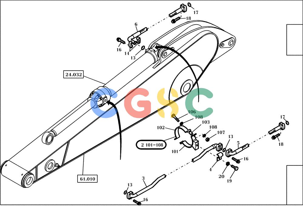 纽荷兰零件查询(EC350) - CRAWLER EXCAVATOR (2/00-) (61.032[001]) - HYDRAULIC SYSTEM STICK 3,2M (S/N 735003-735038/735040-UP) New Holland Constructuion