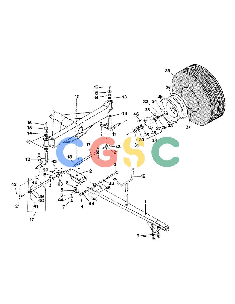 凯斯零件查询(1802) - CONCORD AIR SYSTEM (1/90-11/01) (44) - FRONT SPINDLES AND DRAWBAR GROUP Case Agriculture