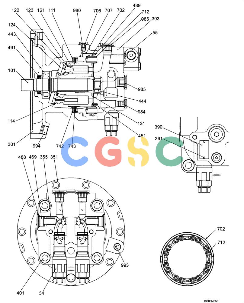 纽荷兰零件查询(EH215) - CRAWLER EXCAVATOR (9/03-) (08 -65[00]) - SWING MOTOR ASSY (YN15V00025F5) New Holland Constructuion