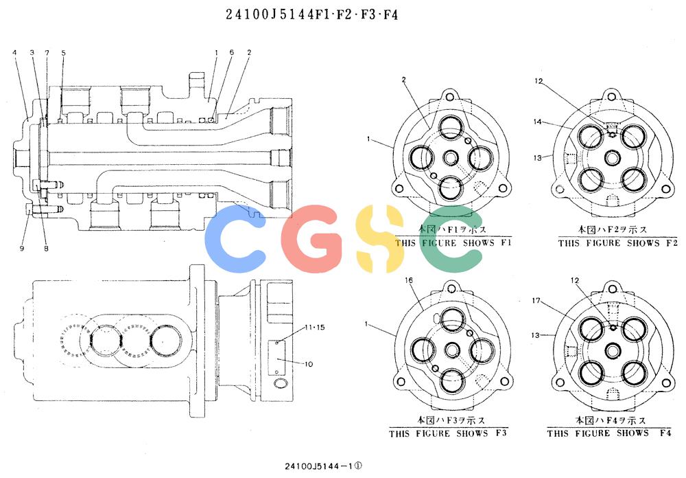 神钢零件查询(K905LC) - MARK II EXCAVATOR ASN YPU00001 (1/87-12/03) (11-026) - JOINT ASSY, SWIVEL, 24100J5144 Kobelco