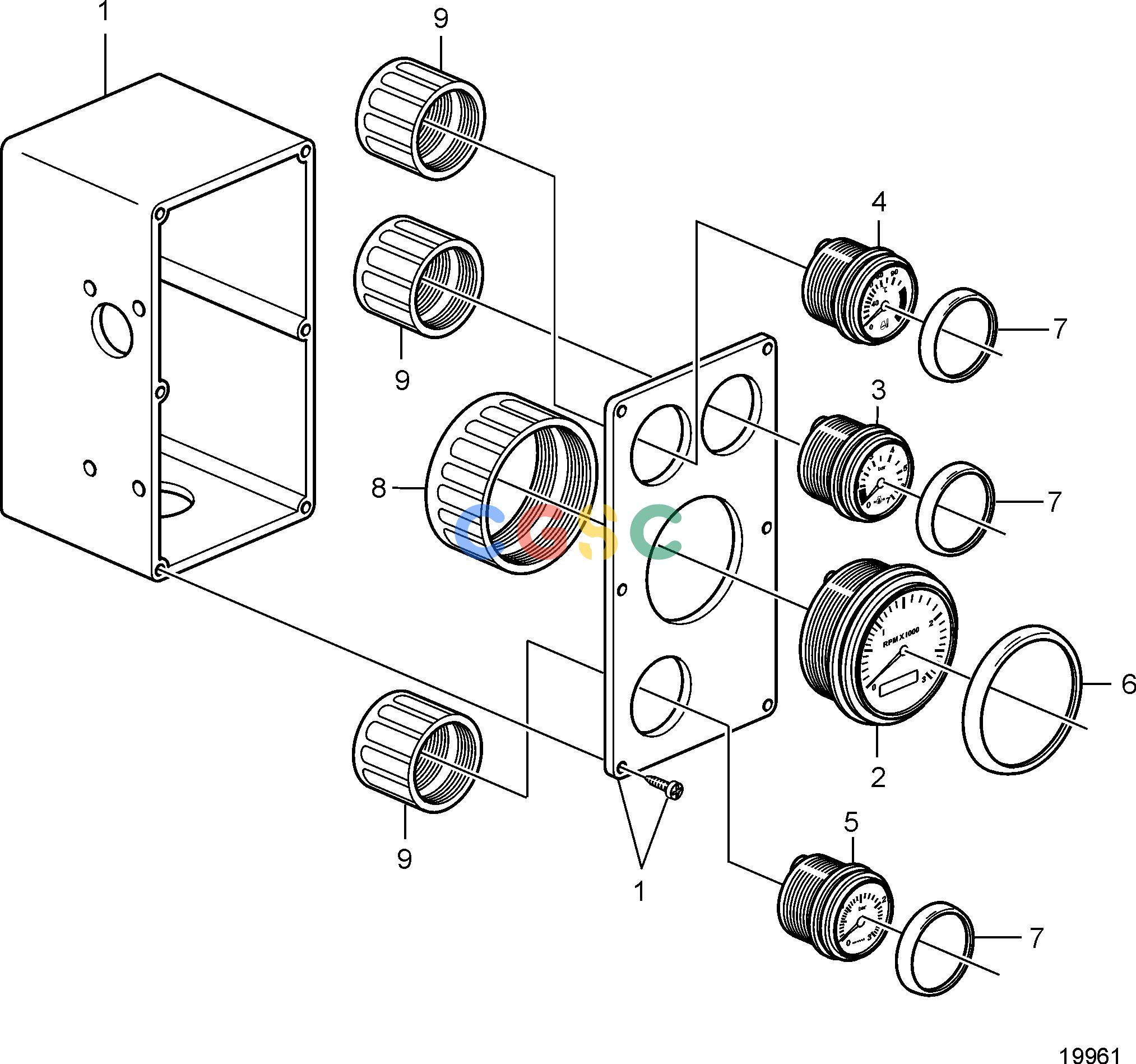 沃尔沃零件查询D12D-A MG; D12D-E MGElectrical SystemInstrument Panel 24V, Engine MountedEPC Volvo Penta Parts catalog