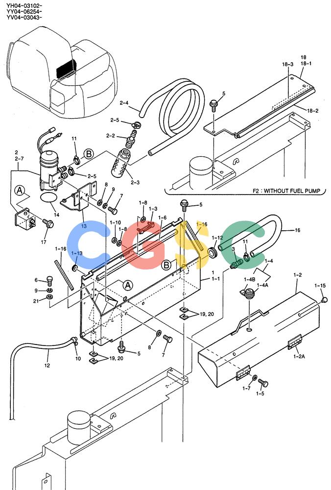 纽荷兰零件查询(E115SR) - CRAWLER EXCAVATOR ASN YV04-03043 (01-010) - PUMP ASSY, FUEL P/N YY22P00005F1 New Holland Constructuion