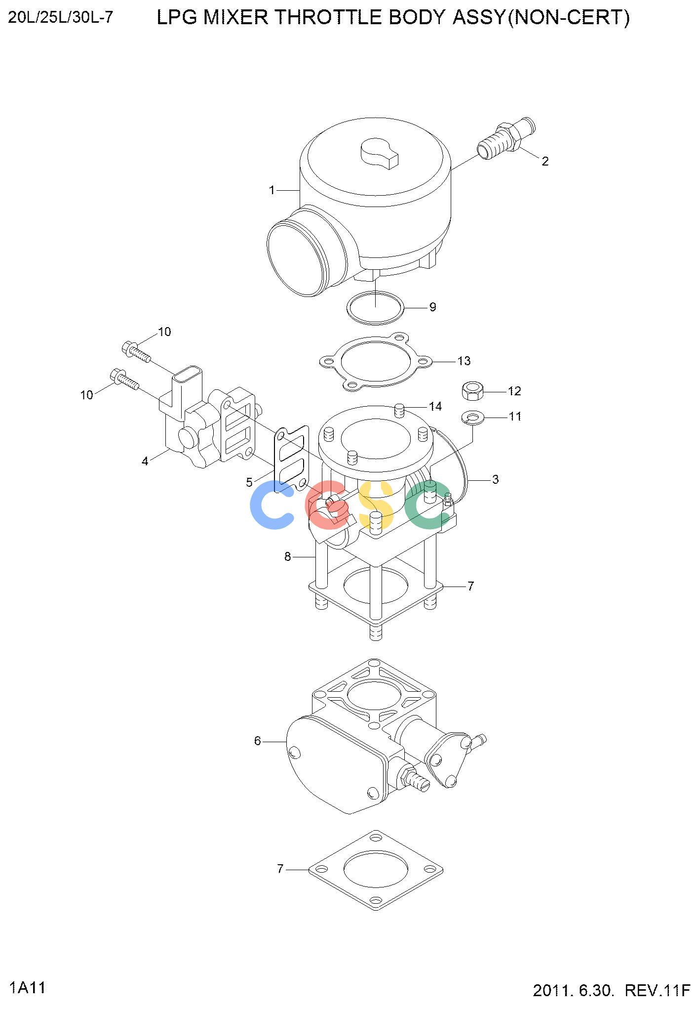 现代零件查询20L/25L/30L-7 LPG MIXER THROTTLE BODY ASSY(NON-CERT)EPC Hyundai 