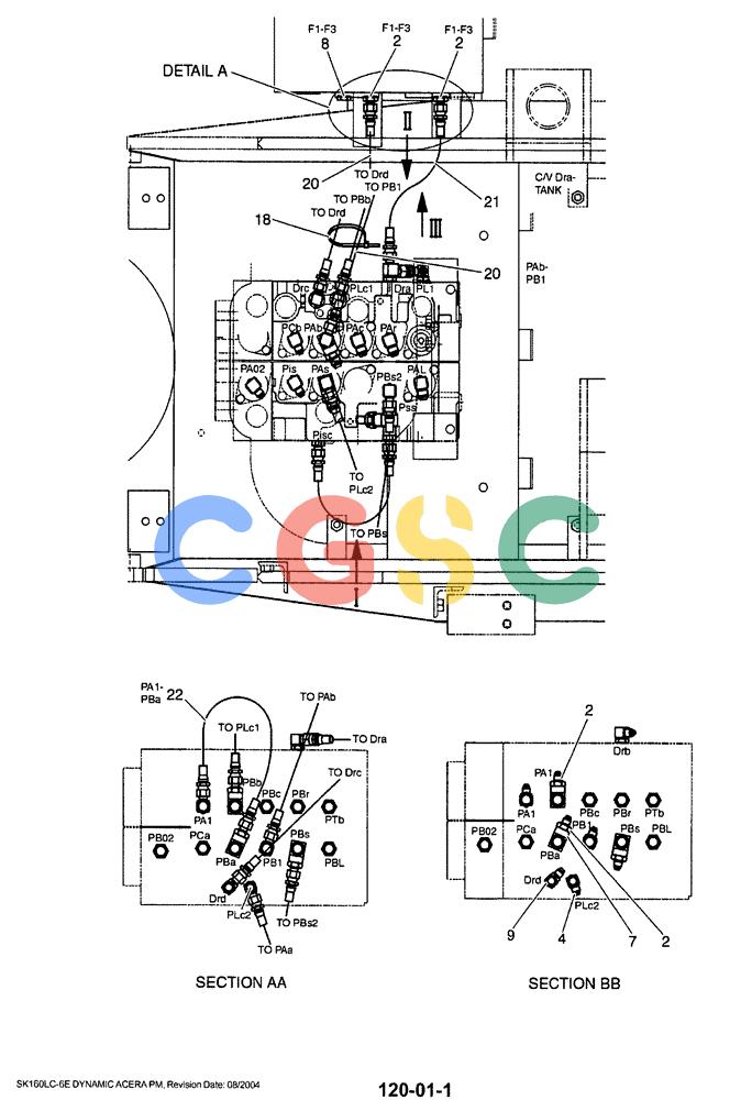 神钢零件查询(SK160LC-6E) - DYNAMIC ACERA EXCAVATOR 08/2004 ASN YM03U0523 (8/04-12/07) (01-029[01]) - CONTROL LINES - MAIN Kobelco
