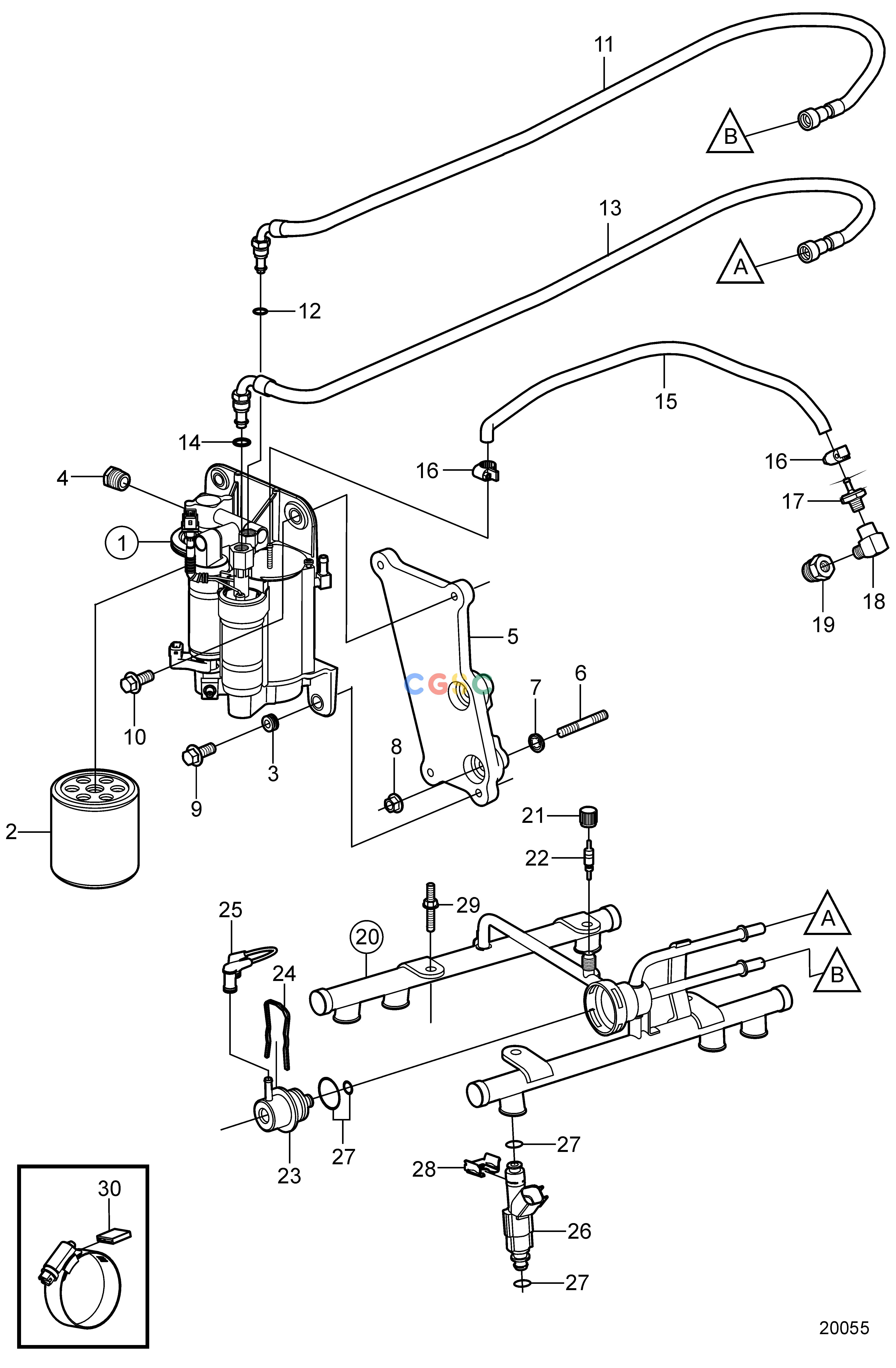 沃尔沃零件查询4.3GXi-E; 4.3GXi-EF; 4.3OSi-E; 4.3OSi-EFFuel SystemFuel SystemEPC Volvo Penta Parts catalog