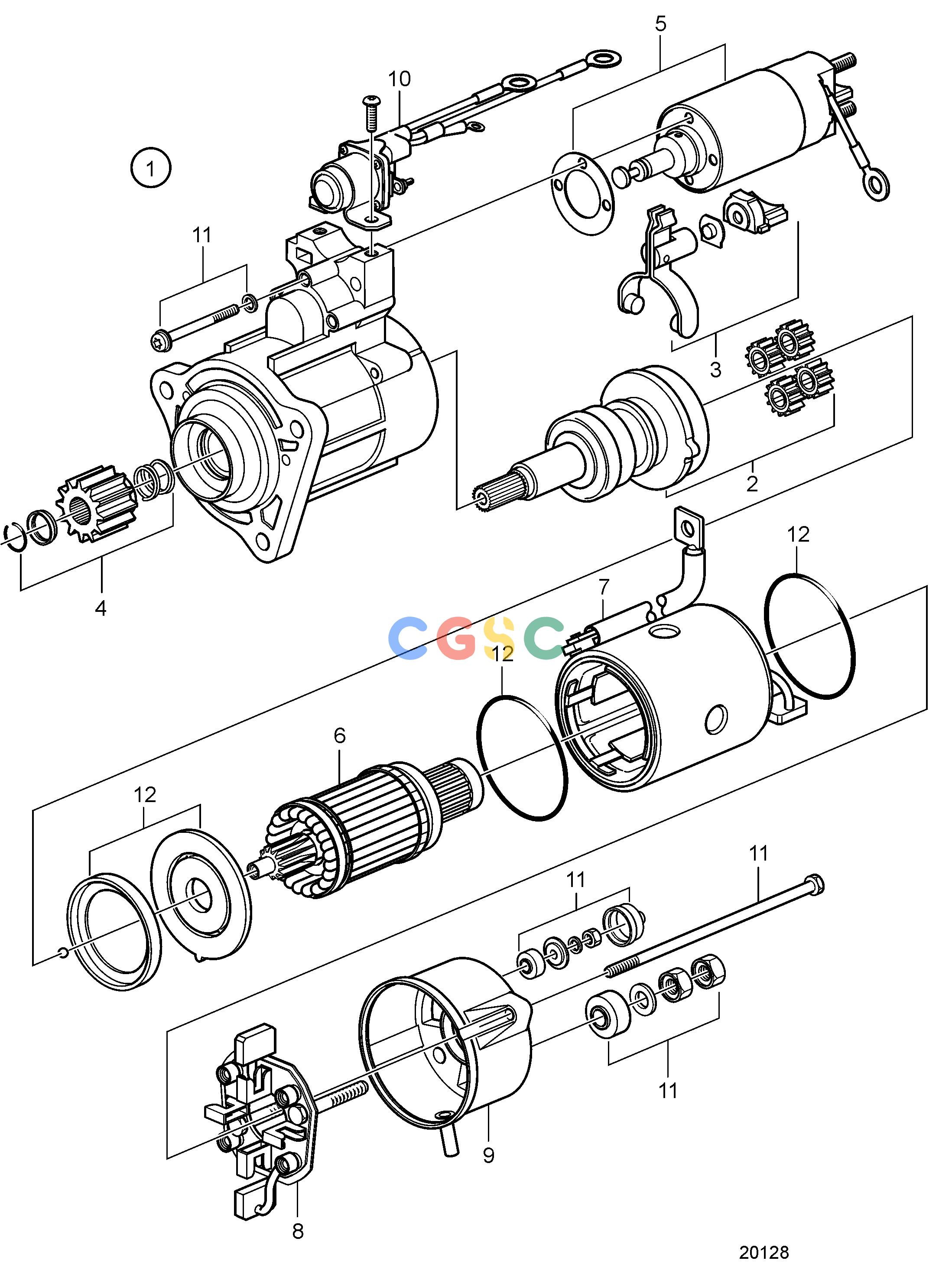 沃尔沃零件查询D16C-A MGElectrical SystemStarter Motor, ComponentsEPC Volvo Penta Parts catalog