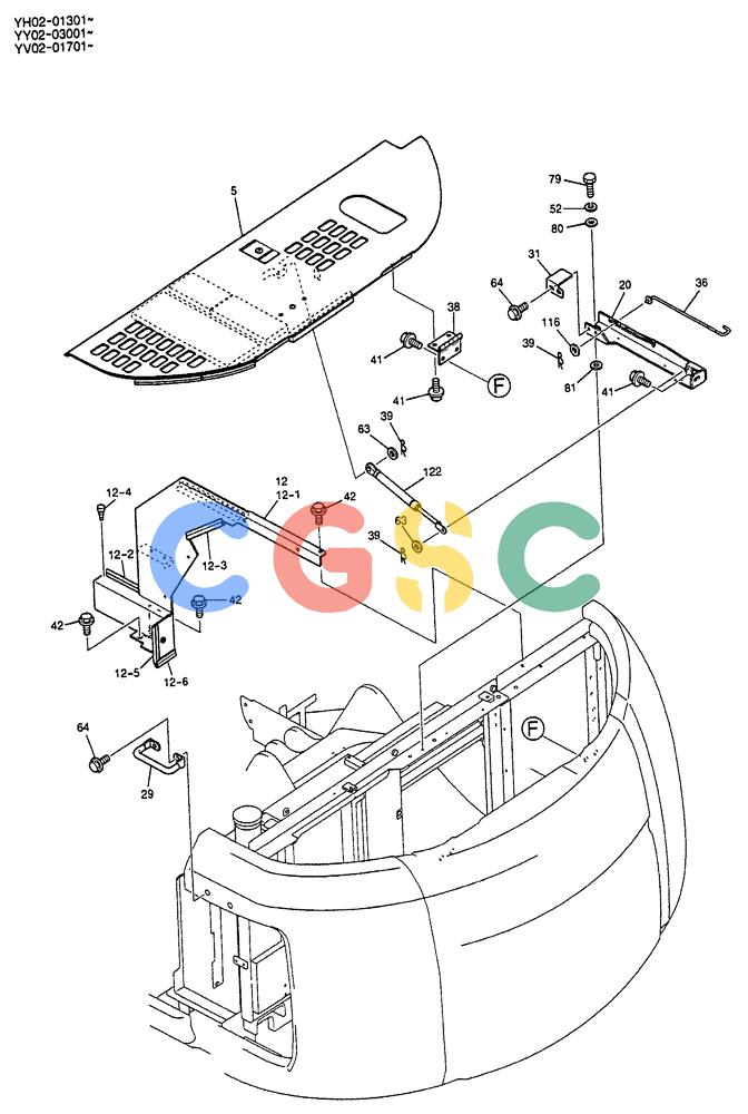 神钢零件查询(ED150) - BLADE RUNNER EXCAVATOR/DOZER BTW YL04-00501 - YL04-00554 (4/03-10/03) (01-040[03]) - GUARD INSTAL, P/N YY21C00010F1 Kobelco