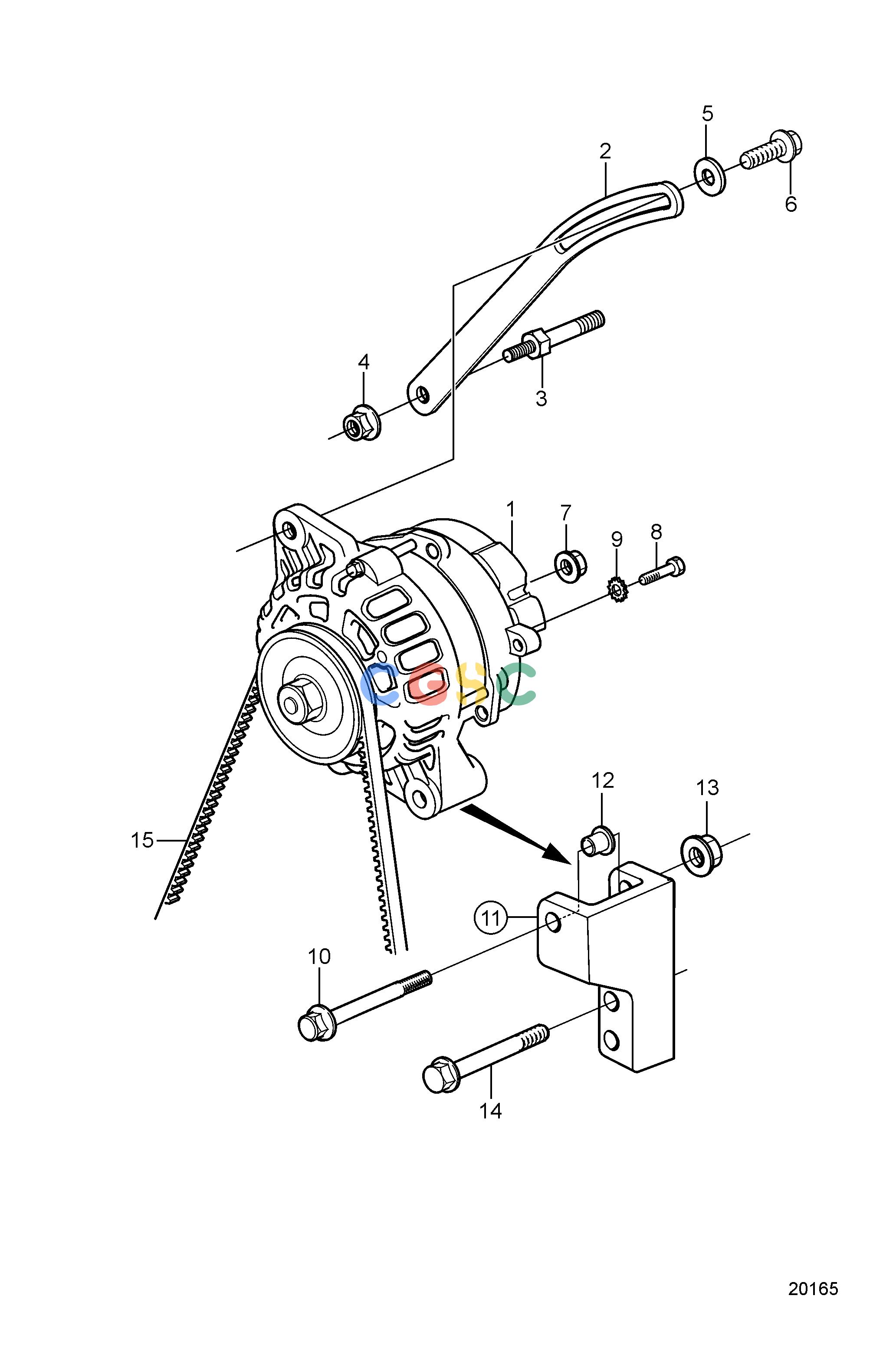 沃尔沃零件查询5.0GL-F; 5.0GL-FFElectrical SystemAlternatorEPC Volvo Penta Parts catalog