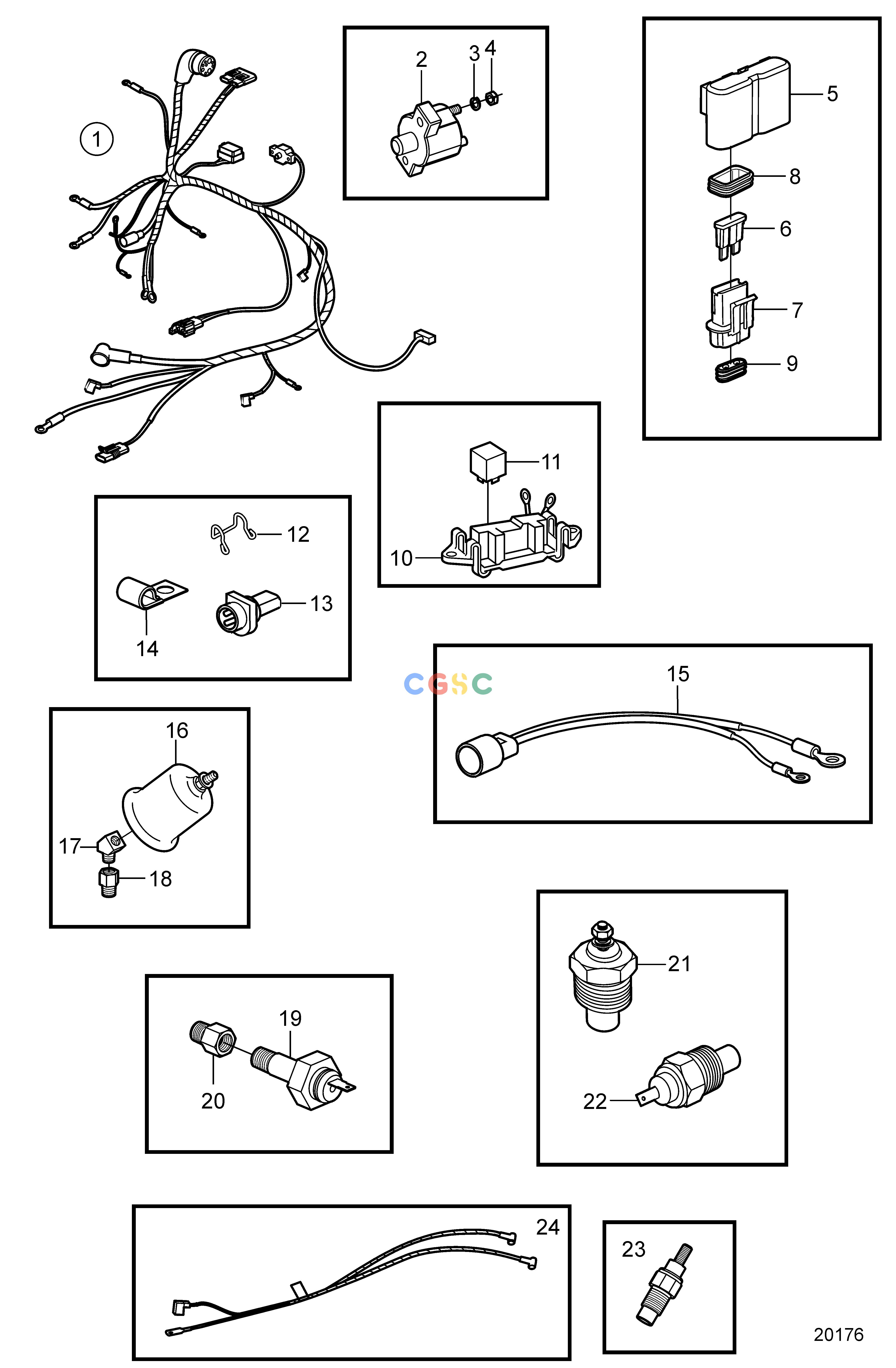 沃尔沃零件查询4.3GL-A; 4.3GL-B; 4.3GL-C; 4.3GL-DElectrical SystemEngine Harness and SensorsEPC Volvo Penta Parts catalog