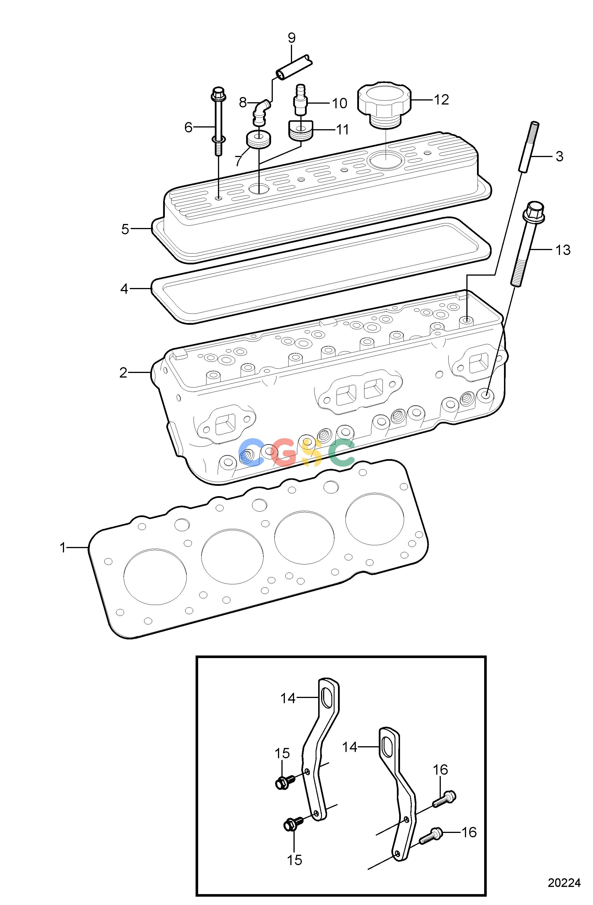 沃尔沃零件查询5.0GL-F; 5.0GL-FFEngineCylinder HeadEPC Volvo Penta Parts catalog