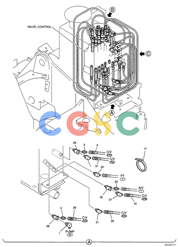 神钢零件查询(NIBBLER) - & BREAKER - SK70SR-1E SHORT RADIUS EXCAVATOR ASN YT02-04001 (4/03-12/04) (06-059[01]) - MAIN CONTROL LINES (BREAKER), (YT06H00016F4), PAGE 1 OF 3 Kobelco