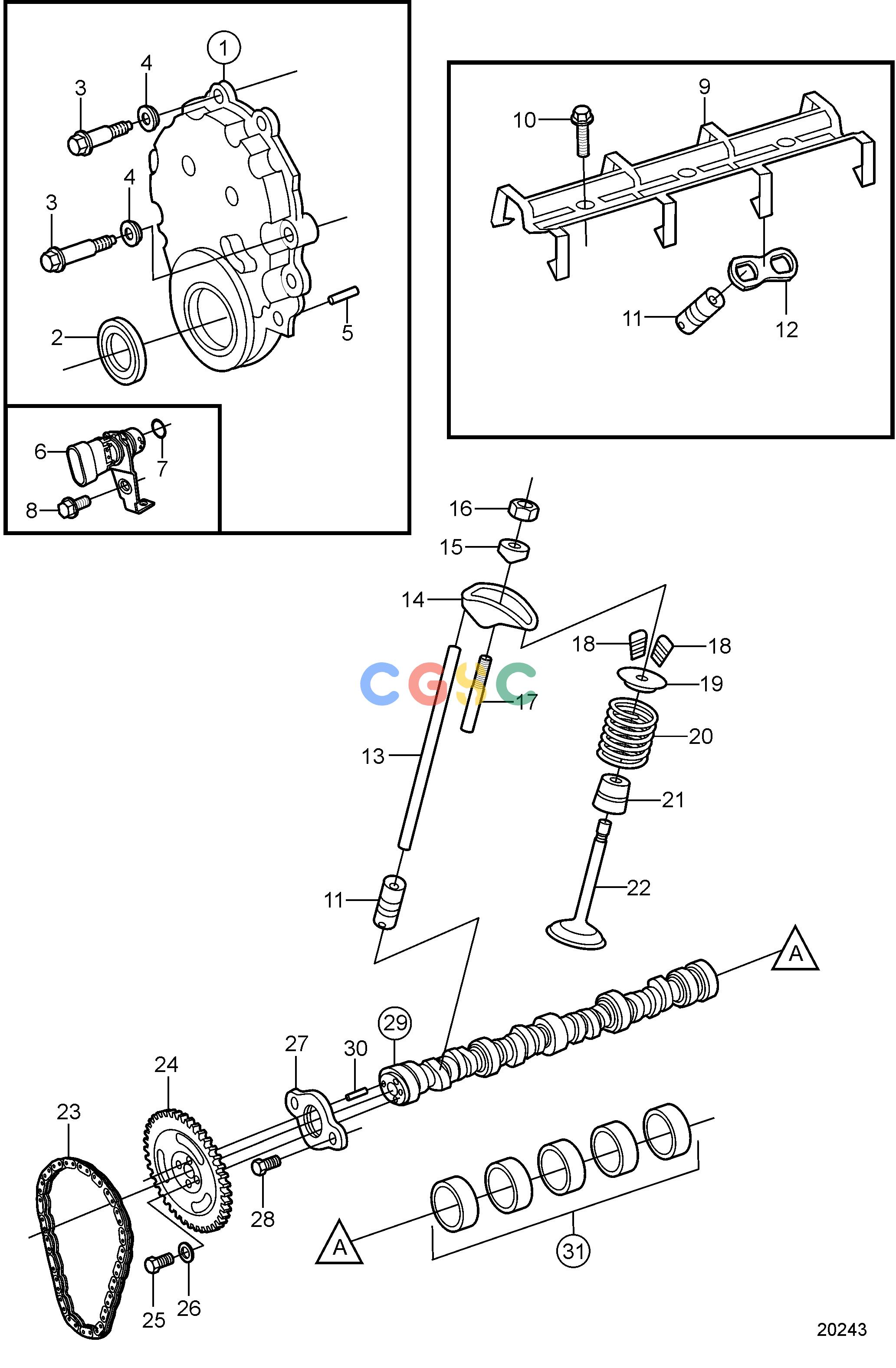 沃尔沃零件查询5.0GXi-270-REngineCamshaft and Valve TrainEPC Volvo Penta Parts catalog