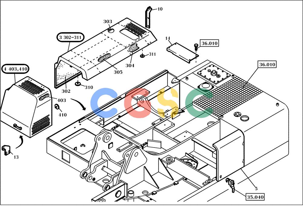 纽荷兰零件查询(EC160) - CRAWLER EXCAVATOR (4/99-) (36.012[001]) - PANELING -B- (S/N 716039-716068/716082-UP) New Holland Constructuion