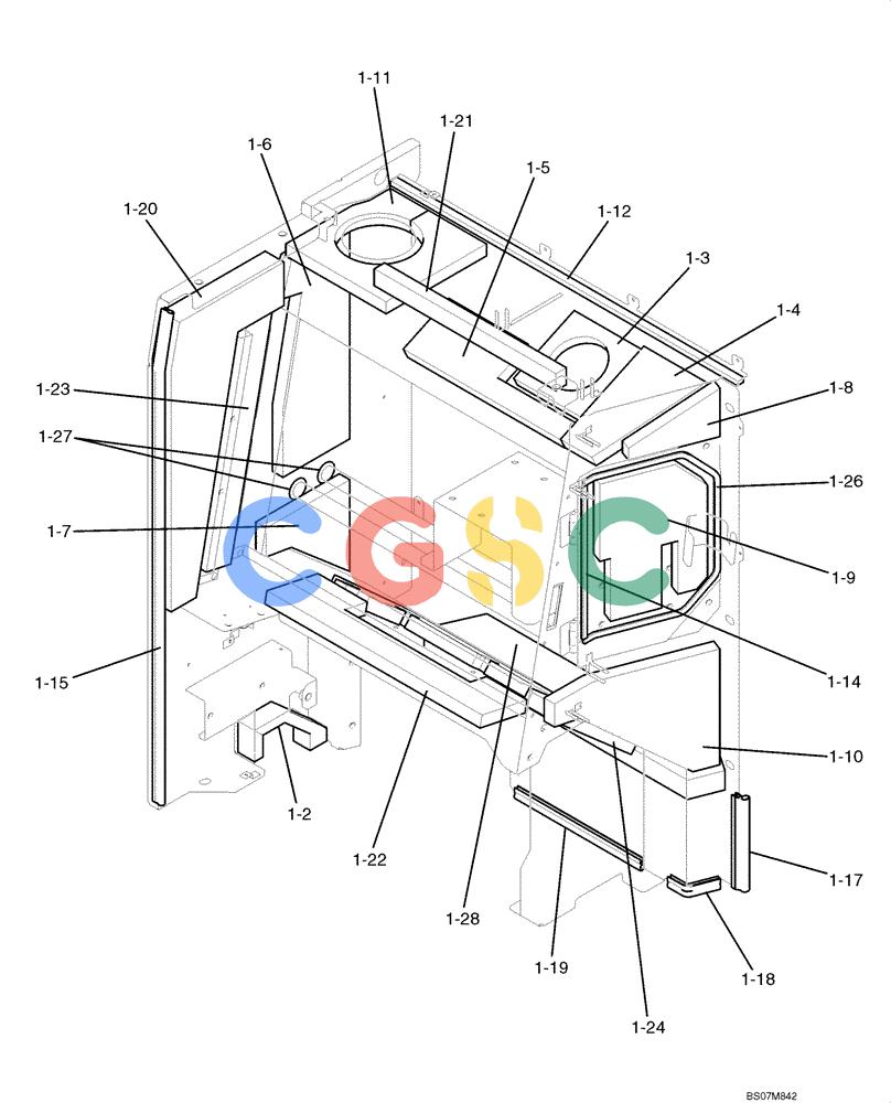 纽荷兰零件查询(E135B) - CRAWLER EXCAVATOR TIER 3 - ASN YH05-07001 (N8TA13006) (1/08-) (02-50[02]) - GUARD ASSEMBLY, LEFT-HAND SIDE (YY21C00086F1), PAGE 2 OF 2 New Holland Constructuion