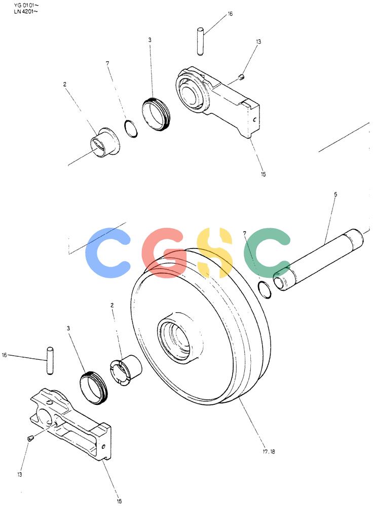 神钢零件查询(K907CLC) - EXCAVATOR BTW YG0101 - YG0500 (1/85-12/03) (05-003) - IDER ASSY Kobelco