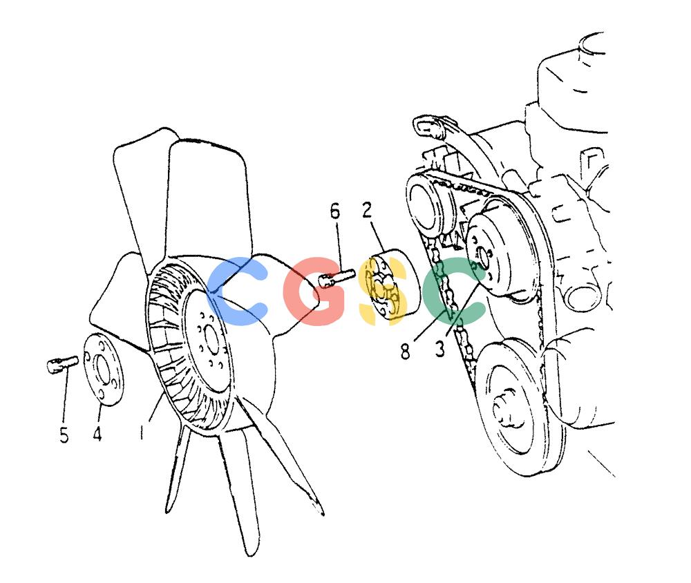 神钢零件查询(6DR5) - MITSUBISHI DIESEL ENGINE (1/06-12/06) (02-004) - FAN AND PULLEY Kobelco