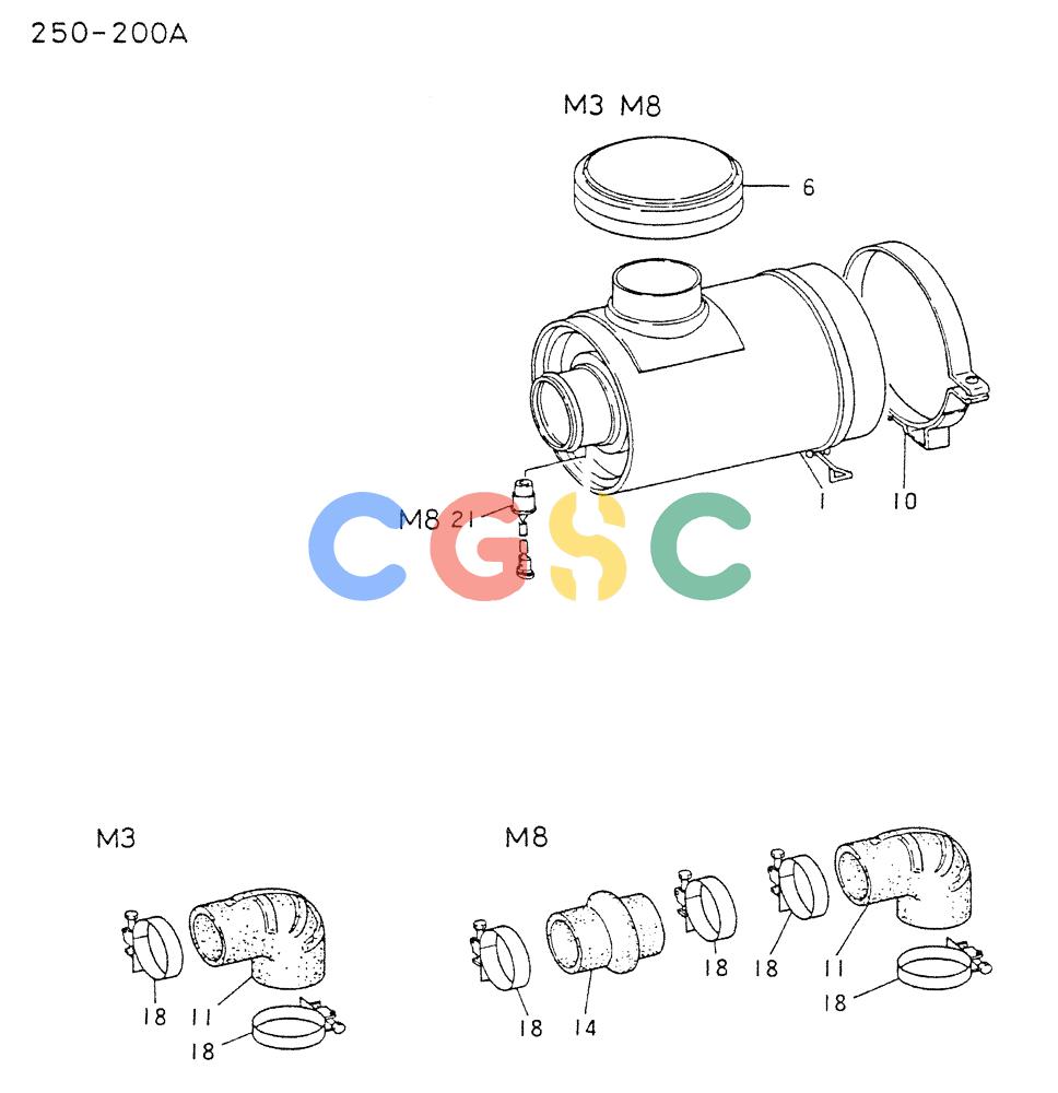 神钢零件查询(6D22CT) - MITSUBISHI DIESEL ENGINE - K909A, K910, K912 & K935 (1/76-12/06) (06-003) - AIR INTAKE Kobelco