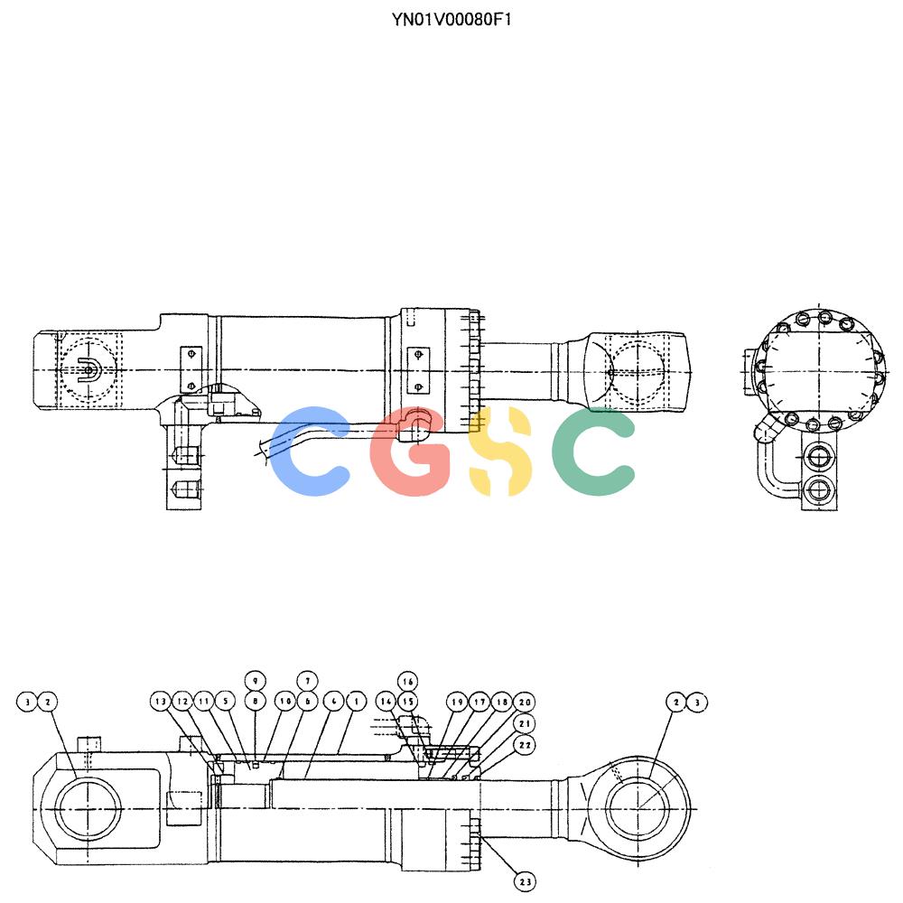 神钢零件查询(DOZER) - ATTACHMENT - SK235SR-1E, SK235SRNLC-1E, & SK235SRNLC-1ES (1/03-12/03) (04-001) - CYLINDER ASSY, DOZER (R.H) Kobelco