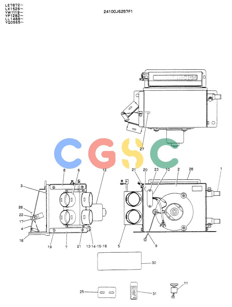 神钢零件查询(K903) - MARK II EXCAVATOR ASN LE7872 (1/88-12/03) (05-019) - HEATER ASSY Kobelco