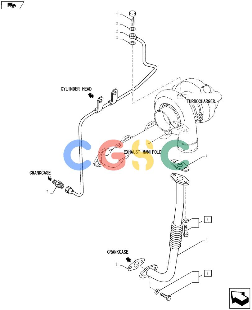纽荷兰零件查询(E135BSRLC) - CRAWLER EXCAVATOR ASN YH06-08001 (08-020[02]) - TURBOCHARGER PIPING New Holland Constructuion