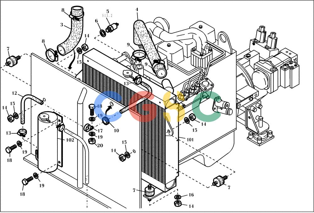 纽荷兰零件查询(EC160) - CRAWLER EXCAVATOR (4/99-) (15.100[002]) - COOLING SYSTEM WATER INSTALL.MATERIAL (S/N 716039-716068) New Holland Constructuion