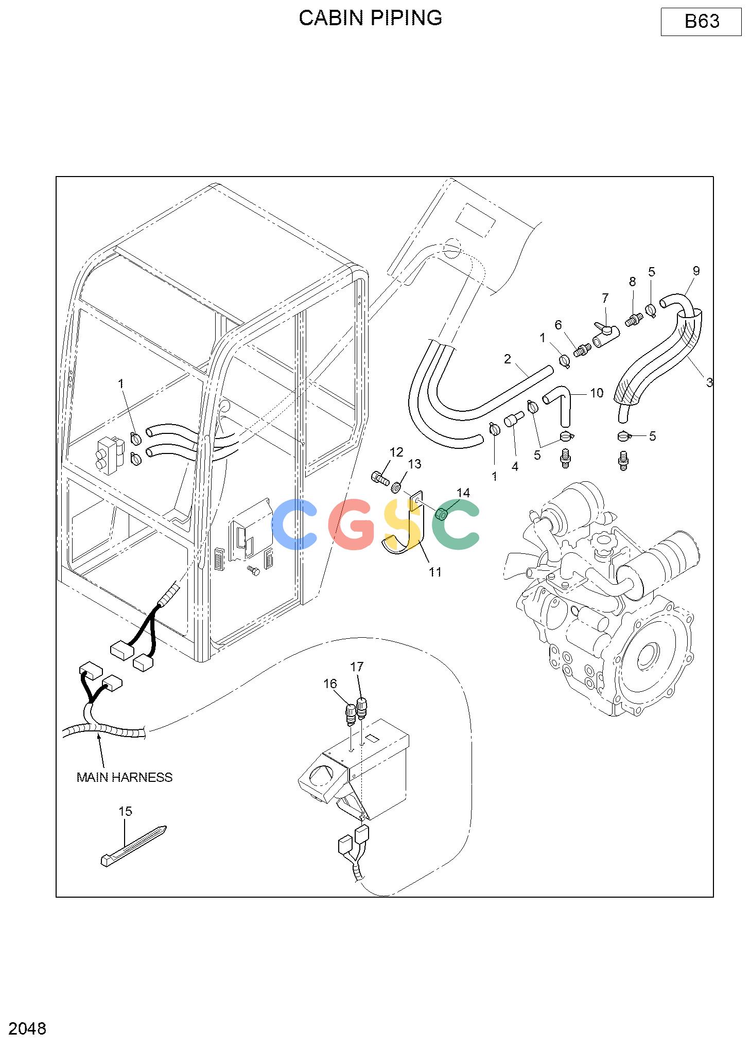 现代零件查询R16-7 CABIN PIPINGEPC Hyundai 