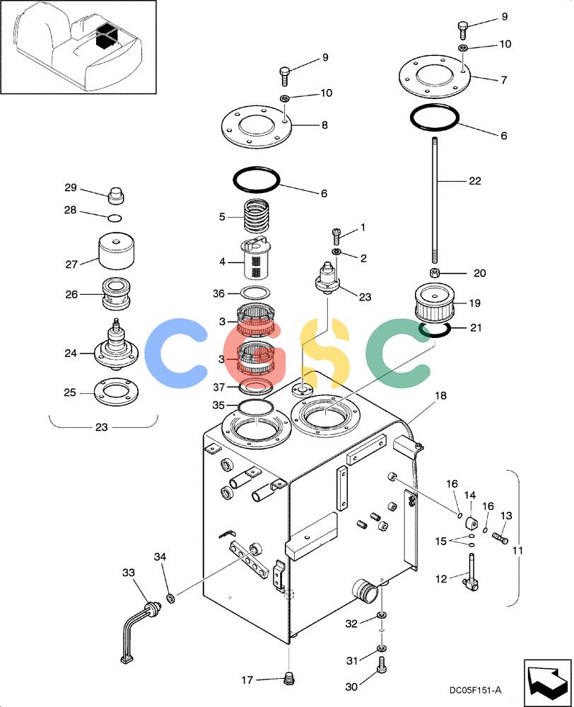 纽荷兰零件查询(E215) - CRAWLER EXCAVATOR (NA) - ASN N6DA21215 (1/06-) (08 -01[00]) - HYDRAULIC TANK ASSY New Holland Constructuion