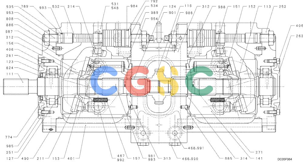 纽荷兰零件查询(E160) - CRAWLER EXCAVATOR (N.A.) (1/06-) (08 -50[00]) - PUMP ASSY ( YM10V00002F2 ) New Holland Constructuion