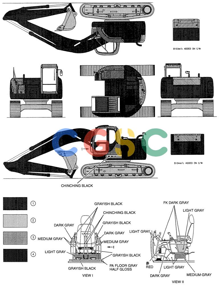 纽荷兰零件查询(E200SRLC) - CRAWLER EXCAVATOR BTW LA04-01506 - LA04-01625 (00-003) - PAINT COLOR New Holland Constructuion