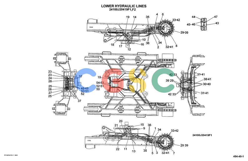 神钢零件查询(ED180) - BLADE RUNNER EXCAVATOR/DOZER ASN YLU0001 (1/99-12/01) (07-009[01]) - LOWER HYDRAULIC LINES Kobelco