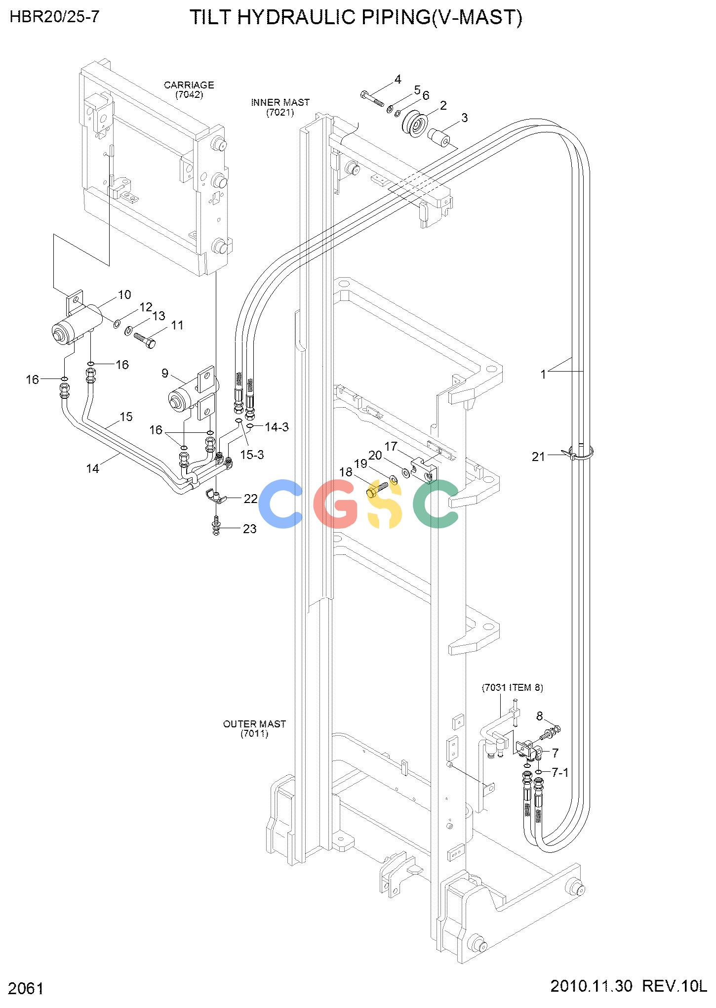 现代零件查询HBR20/25-7 TILT HYDRAULIC PIPING(V-MAST, KIA)EPC Hyundai 