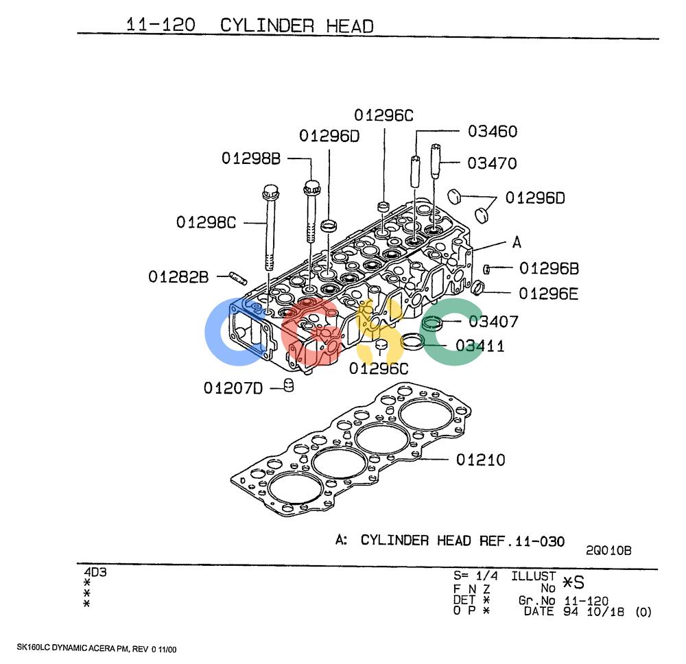 神钢零件查询(SK160LC) - DYNAMIC ACERA EXCAVATOR 11/2000 ASN YM02U0101 (11/00-12/02) (09-007) - CYLINDER HEAD Kobelco