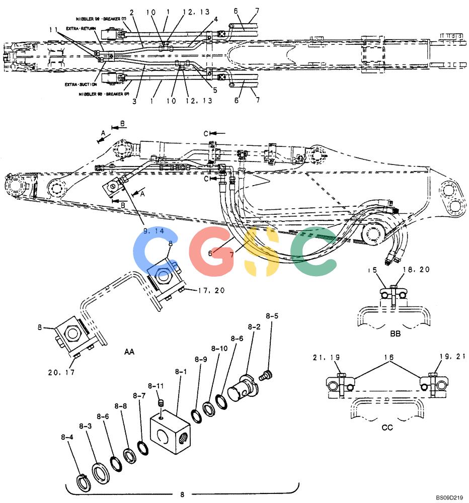 神钢零件查询(NIBBLER) - & BREAKER - SK70SR-1E SHORT RADIUS EXCAVATOR ASN YT02-04001 (4/03-12/04) (06-131[00]) - ARM HYDRAULIC LINES 2.07M (6FT 9IN) (EXTRA, NIBBLER & BREAKER), (YT43H00045F1) Kobelco