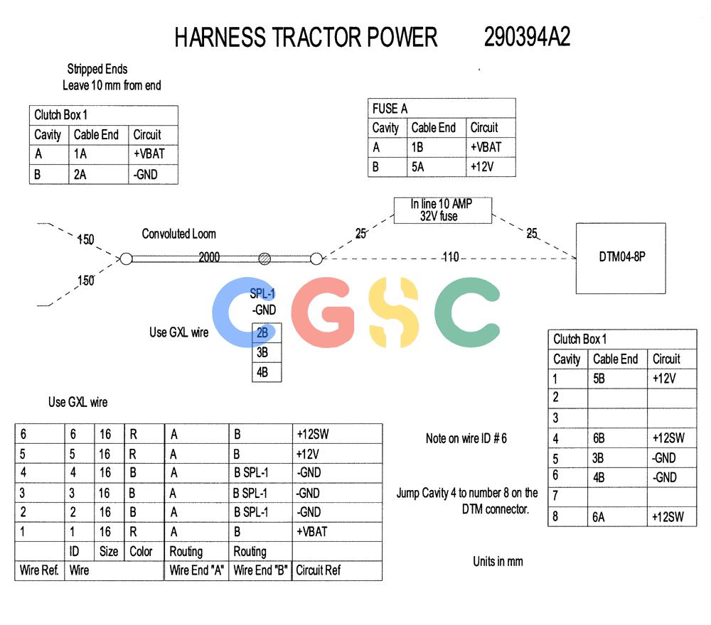 凯斯零件查询(1124) - CONCORD AIR SYSTEM (5/99-12/00) (E49) - HARNESS TRACTOR POWER SCHEMATIC 290394A2 Case Agriculture
