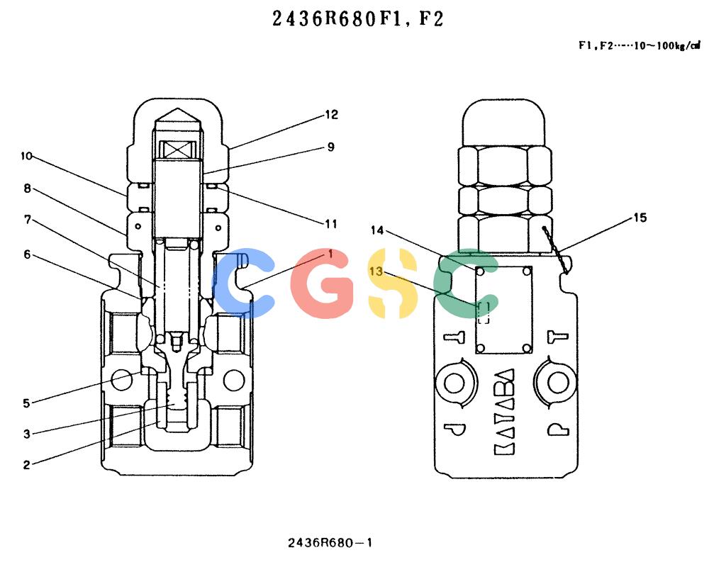 神钢零件查询(K909LC) - MARK II EXCAVATOR ASN LLU-0001 (1/87-12/03) (11-001) - VALVE ASSY, RELIEF, 2436R680 Kobelco