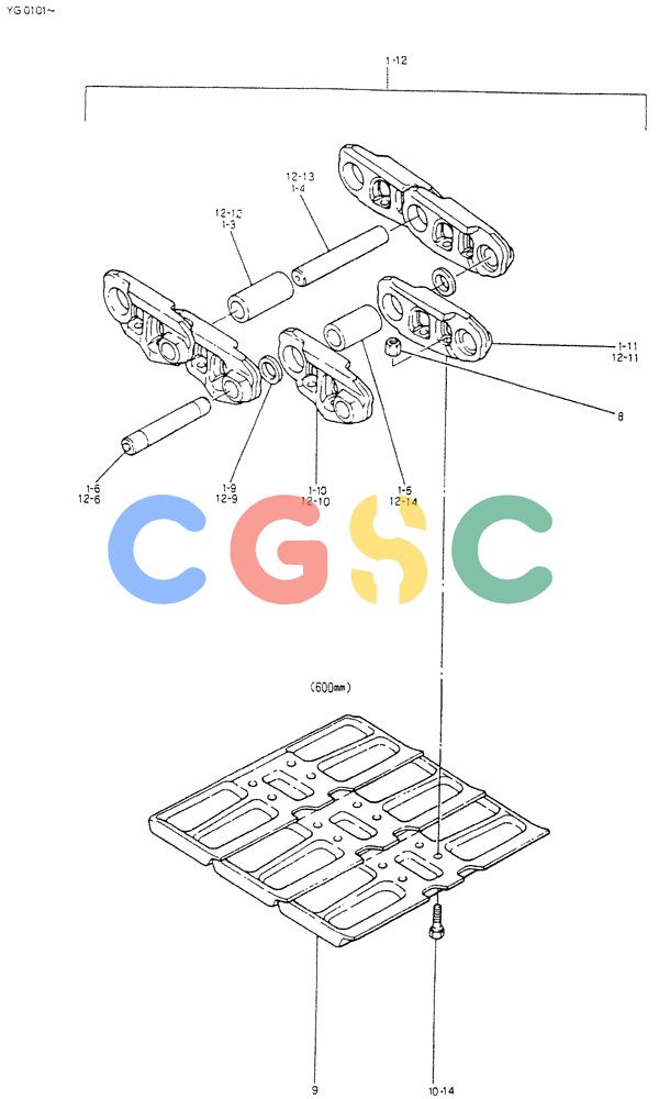 神钢零件查询(K907CLC) - EXCAVATOR BTW YG0101 - YG0500 (1/85-12/03) (07-002) - INSTAL CRAWLER TRACK (FOR LONG CRAWLER) Kobelco