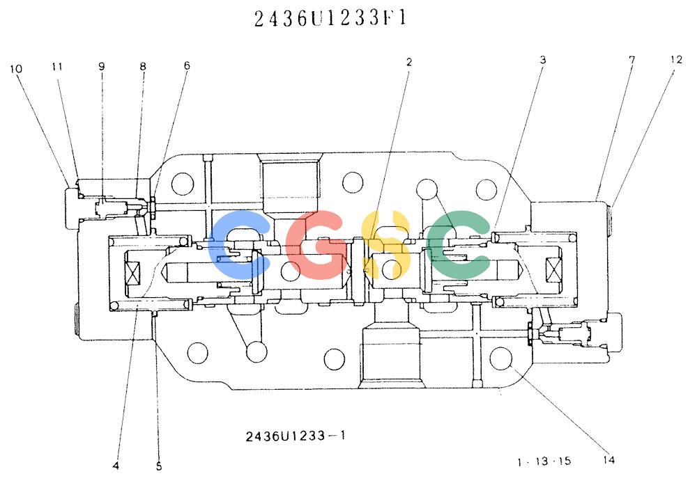 神钢零件查询(K907LC) - MARK II EXCAVATOR ASN YQ0565 (NA) (1/87-12/03) (11-028) - VALVE ASSY, BRAKE (PROPELLING) Kobelco