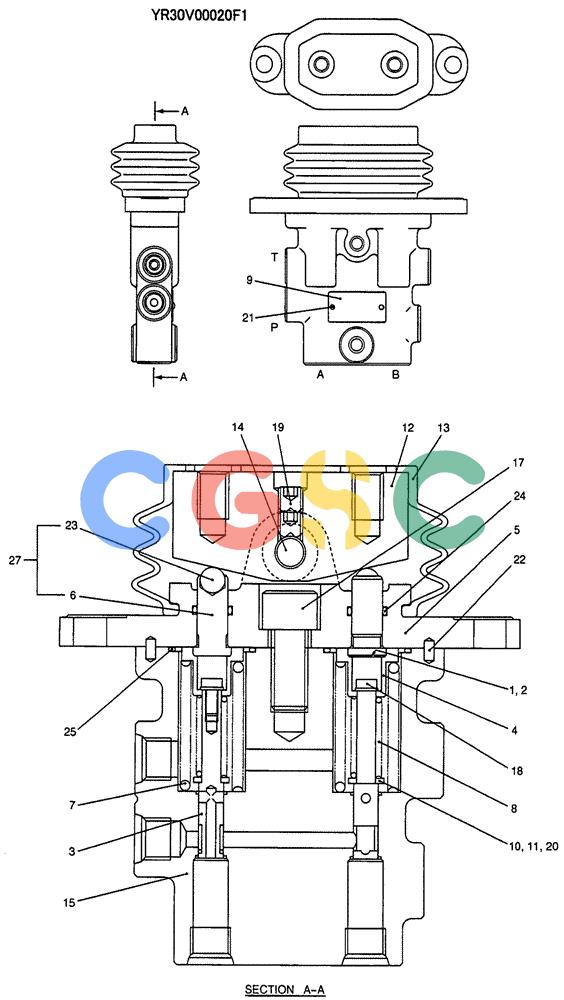 纽荷兰零件查询(E135SR) - CRAWLER EXCAVATOR ASN YY04-06254 (07-021) - VALVE ASSY, PILOT (EXTRA OFFSET BOOM) New Holland Constructuion