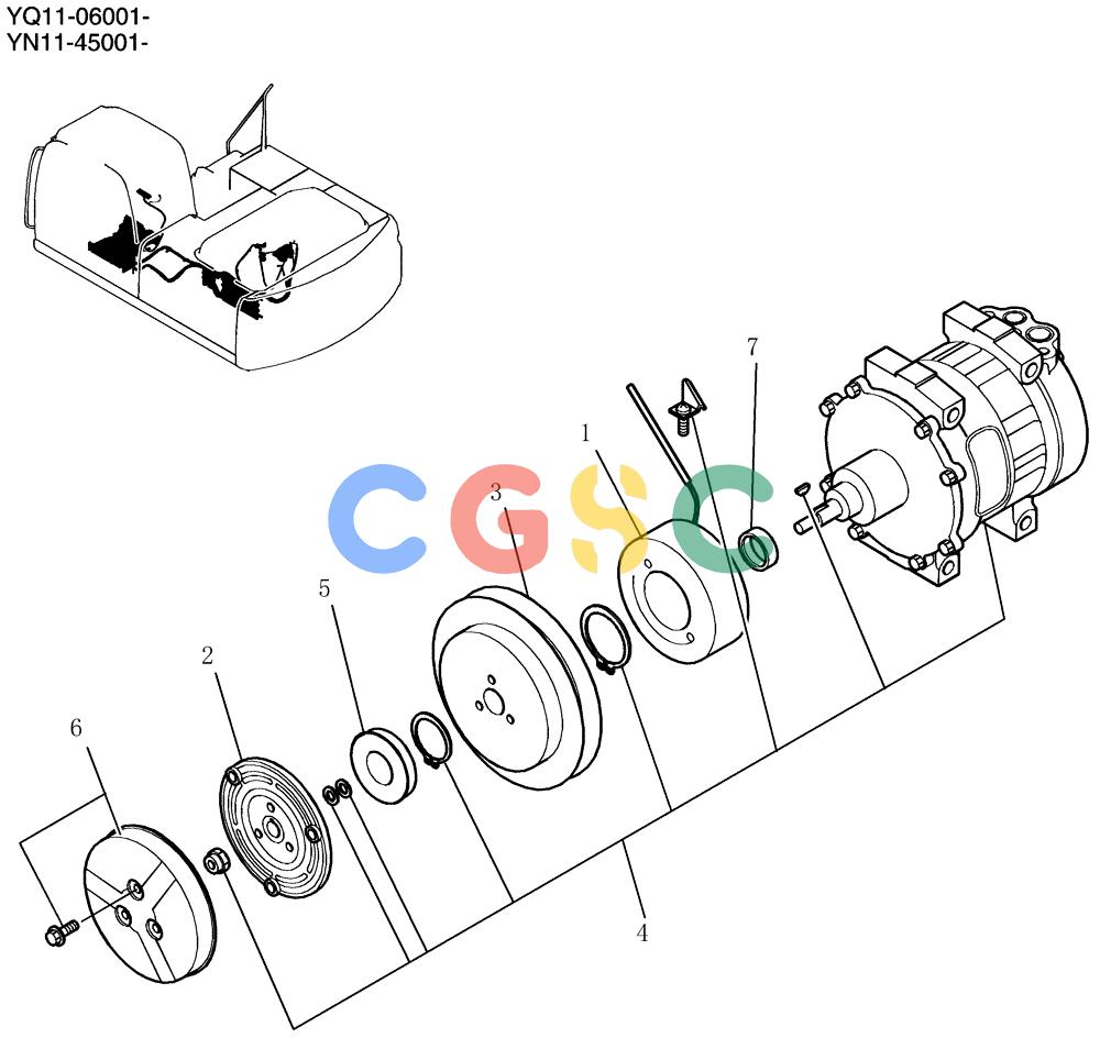 神钢零件查询(200-8) - EXCAVATOR S/N YN11-45001 - (1/06-12/09) (294-01-1) - COMPRESSOR ASSY Kobelco