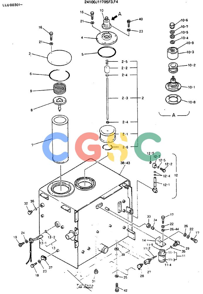神钢零件查询(MD240C) - EXCAVATOR BTW LLU0301 - LLU0600 (1/80-12/06) (01-005) - TANK ASSY, HYDR - 24100J11795F3, F4 Kobelco