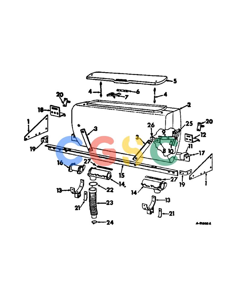凯斯零件查询(DRY) - FERTILIZER UNITS (2-ROW & 6-ROW) - 1965 (1/65-12/88) (A-016) - DRY FERTILIZERS, FIBERGLASS HOPPERS, HOSES AND SUPPORTS, FOR SIX ROW Case Agriculture