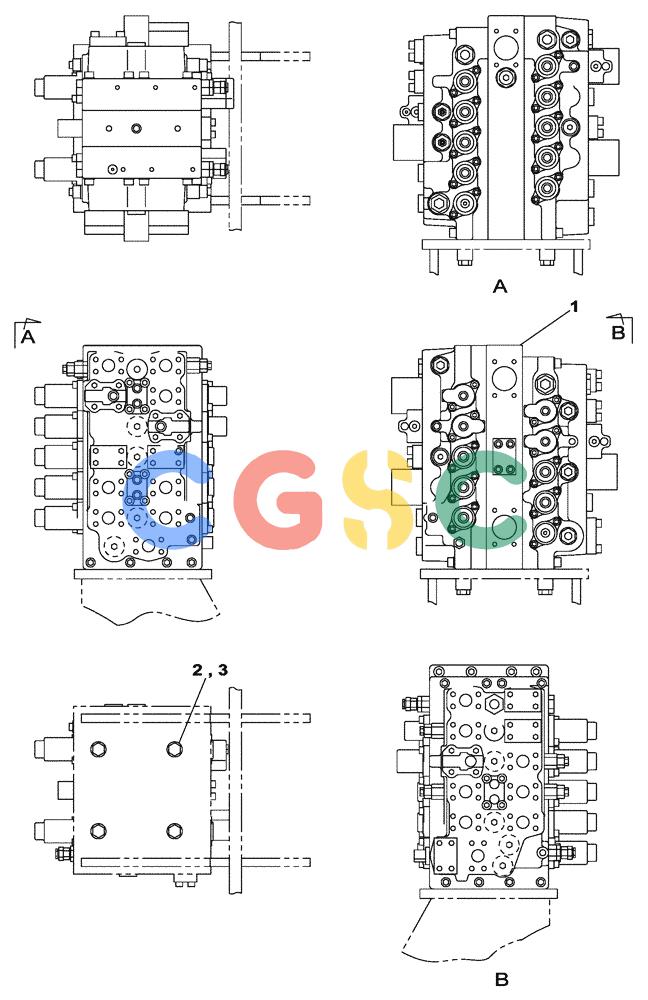 纽荷兰零件查询(E805) - CRAWLER EXCAVATOR TIER 3 (7/06-) (08-200-00[01]) - CONTROL VALVE New Holland Constructuion