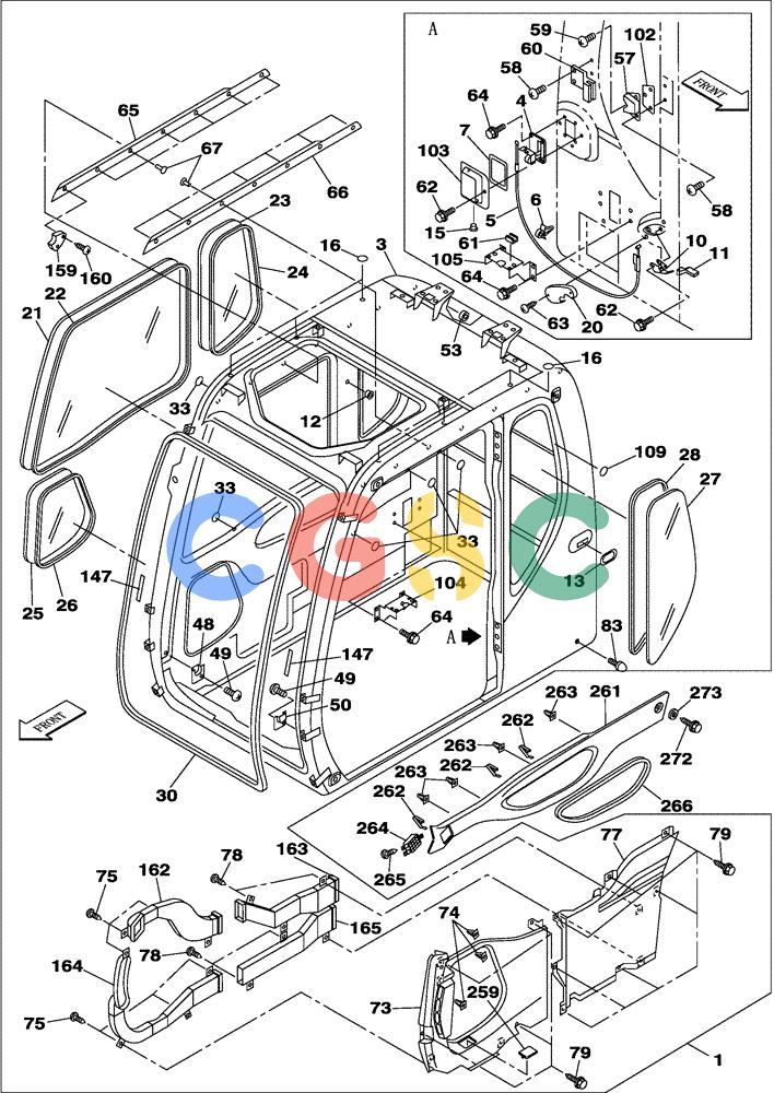 纽荷兰零件查询(E805) - CRAWLER EXCAVATOR TIER 3 (7/06-) (09-037-00[01]) - CAB - GLASS New Holland Constructuion
