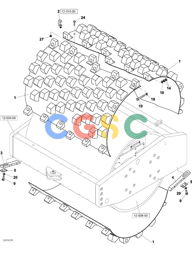 纽荷兰零件查询(CV2500) - VIBRATORY ROLLER (12-009-00[01]) - ADAPTING THE DRUM FOR TAMPING COMPACTION New Holland Constructuion