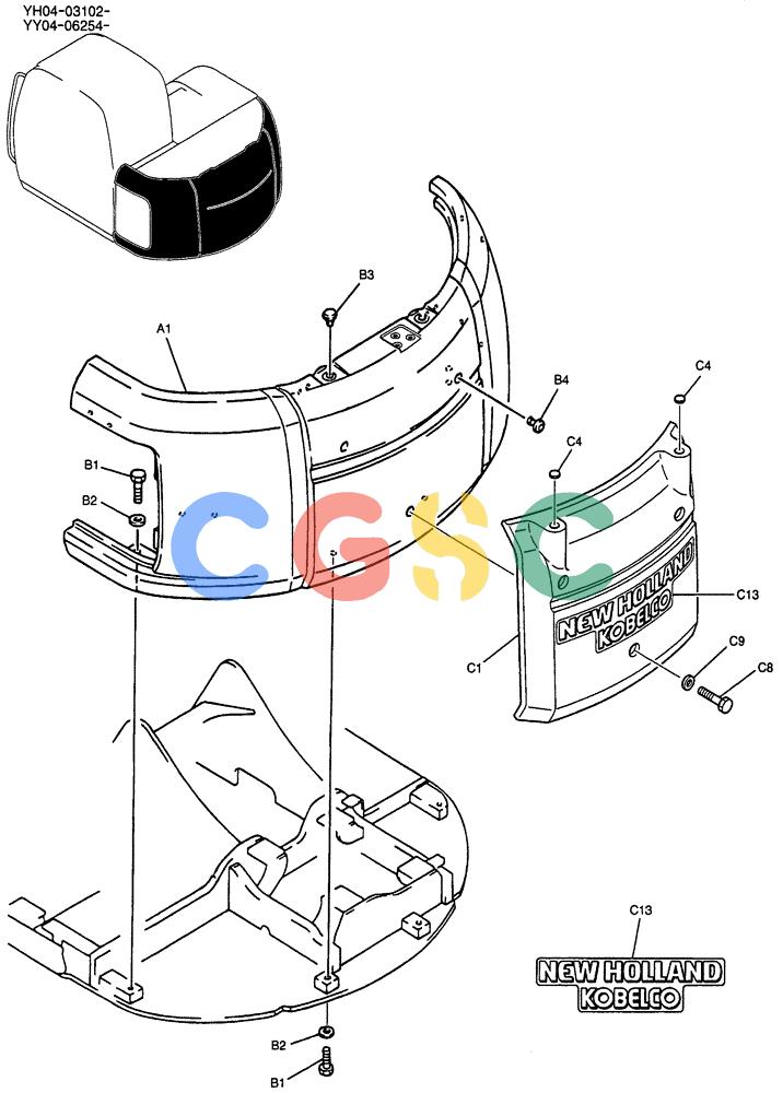 纽荷兰零件查询(E135SR) - CRAWLER EXCAVATOR ASN YY04-06254 (01-002[01]) - COUNTERWEIGHT ASSY New Holland Constructuion