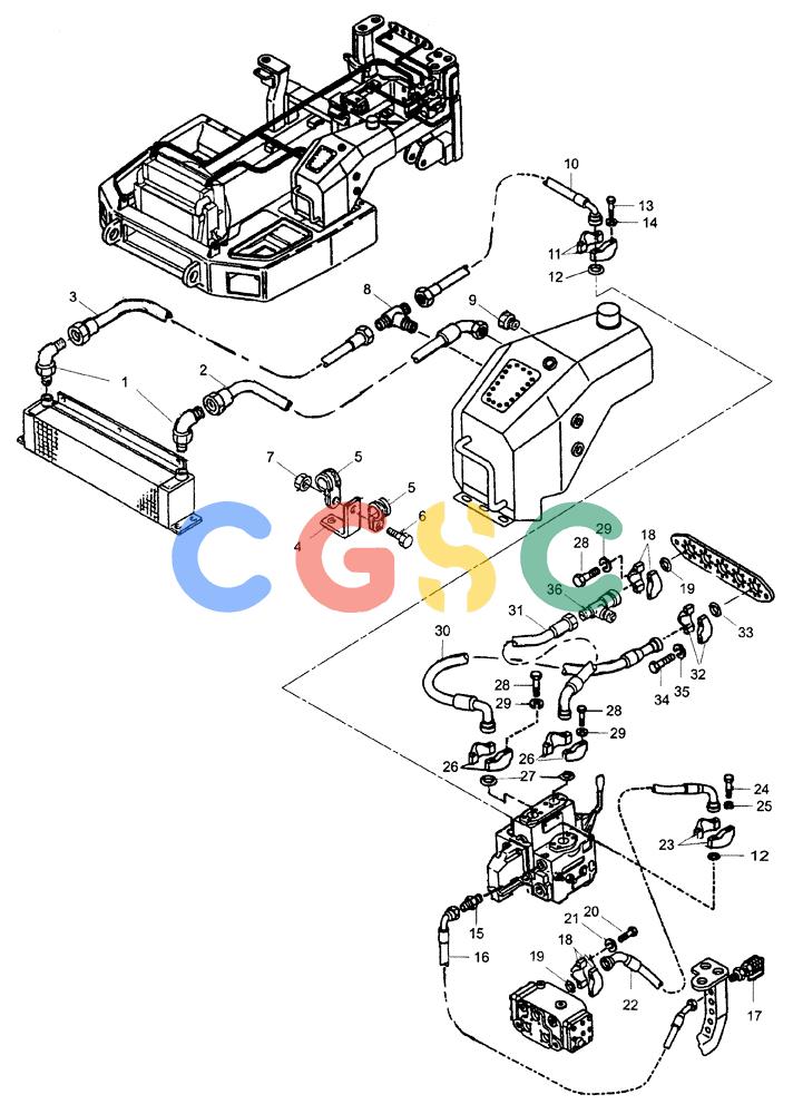 纽荷兰零件查询(AD250) - ARTICULATED DUMP TRUCK (7/01-) (5.800/1[03A]) - DUMPING SYSTEM - HYDRAULIC CIRCUIT New Holland Constructuion