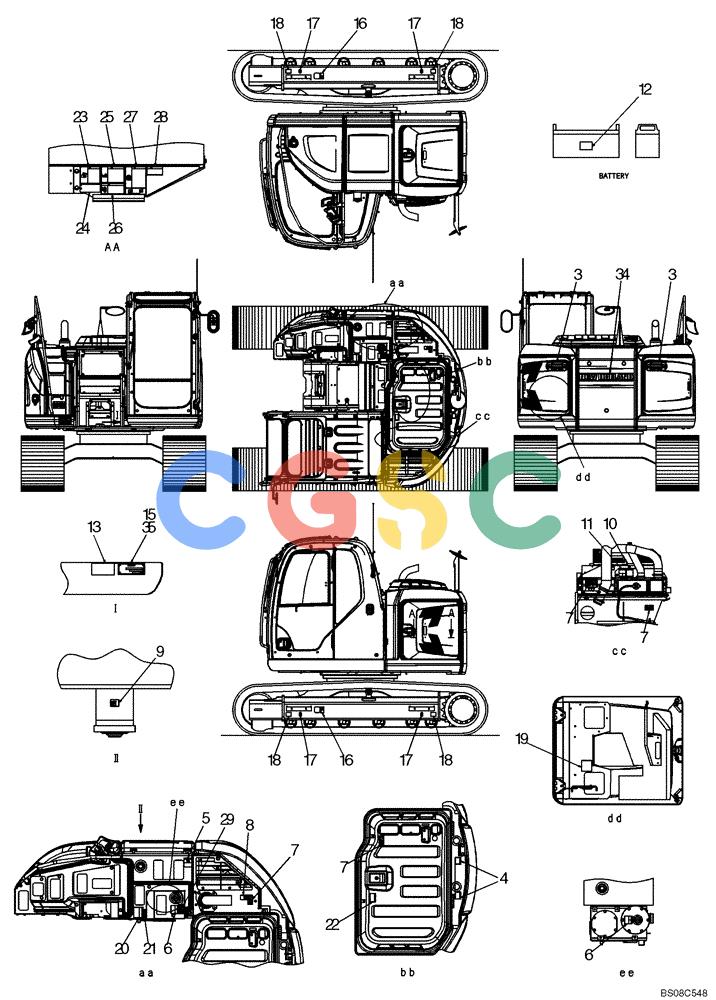 纽荷兰零件查询(E135B) - CRAWLER EXCAVATOR TIER 3 - ASN YH05-07001 (N8TA13006) (1/08-) (07-01[01]) - NAME PLATE INSTALLATION (REQUIRED) (YY22T00138F1) & (SELECT) (YY22T00138F4), PAGE 1 OF 2 New Holland Constructuion