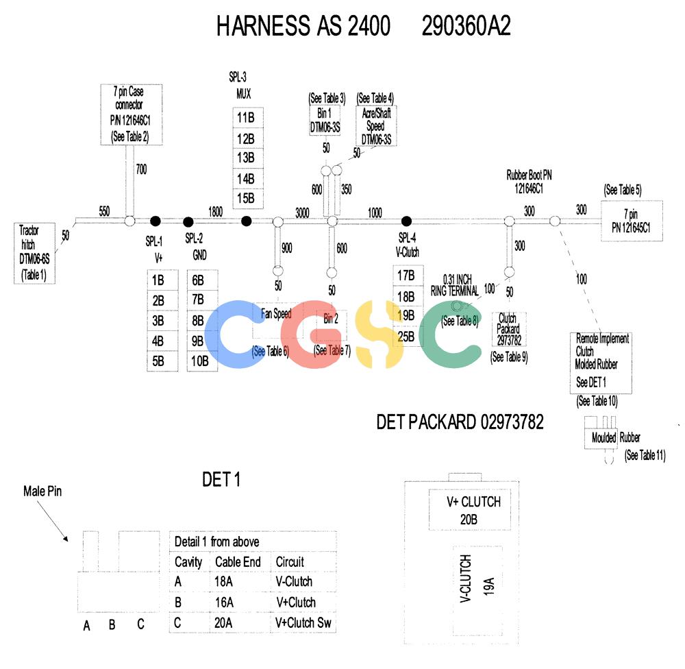 凯斯零件查询(1124) - CONCORD AIR SYSTEM (5/99-12/00) (E54) - HARNESS AS 2400 SCHEMATIC 290360A2 Case Agriculture
