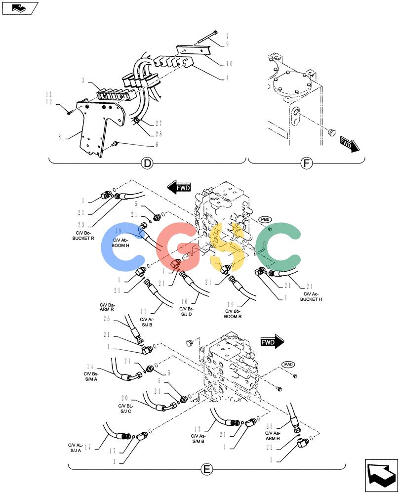 纽荷兰零件查询(E135BSRLC) - CRAWLER EXCAVATOR ASN YH06-08001 (01-021[02]) - HYDRAULIC LINES, UPPER New Holland Constructuion